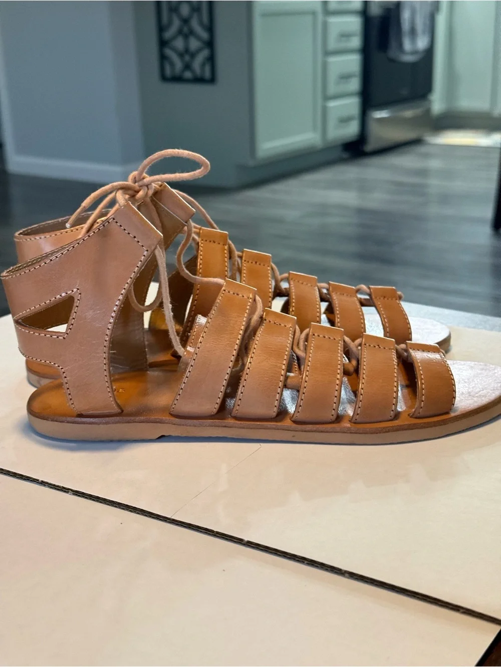 Ecote Brown Multi-Strap Lace-Up Gladiator Sandals